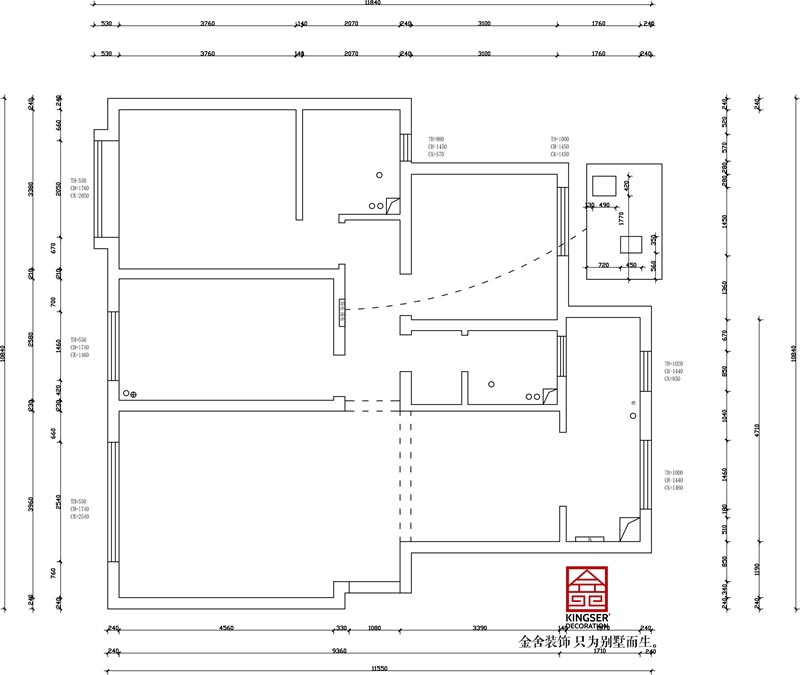 國赫天著130㎡戶型原始平面圖