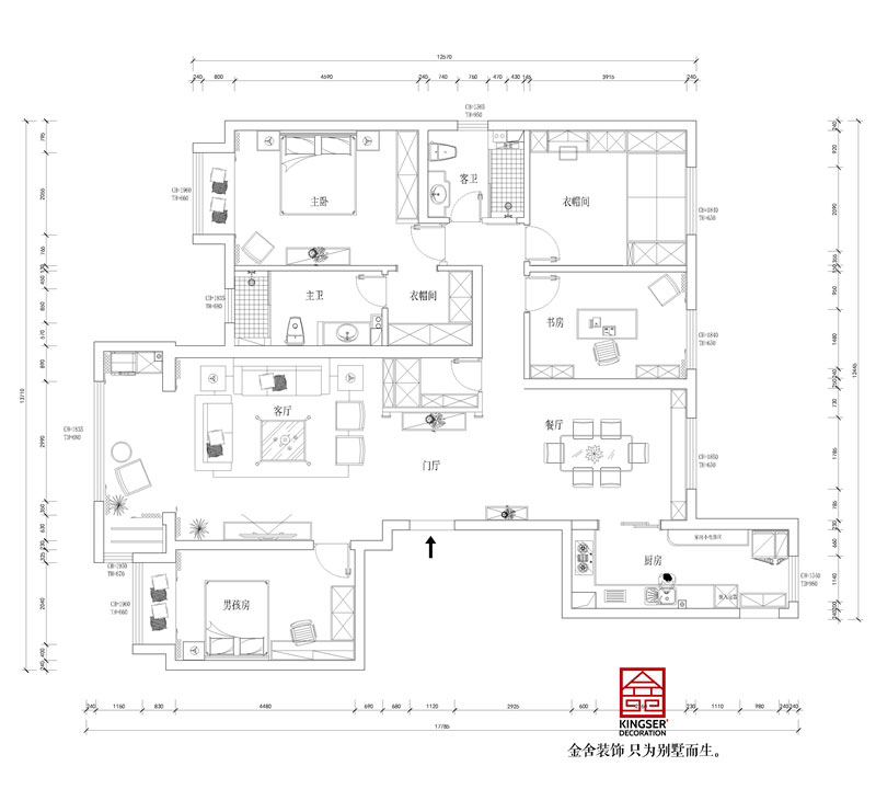 東南智匯城191平米戶型裝修設(shè)計平面布局圖