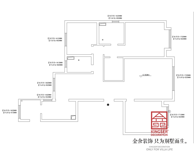 ?融創(chuàng)江坪園160平三室兩衛(wèi)戶型原始平面圖