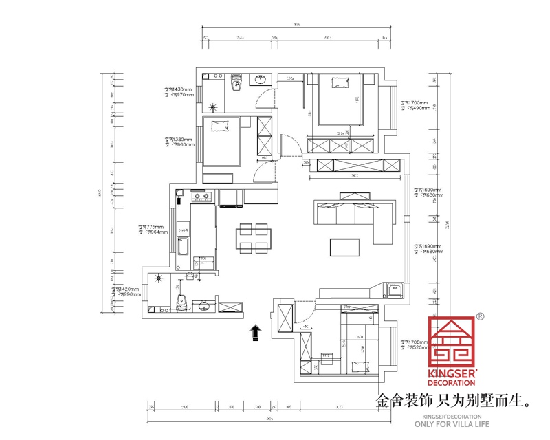 天保意境雅居三室兩衛(wèi)戶型解析